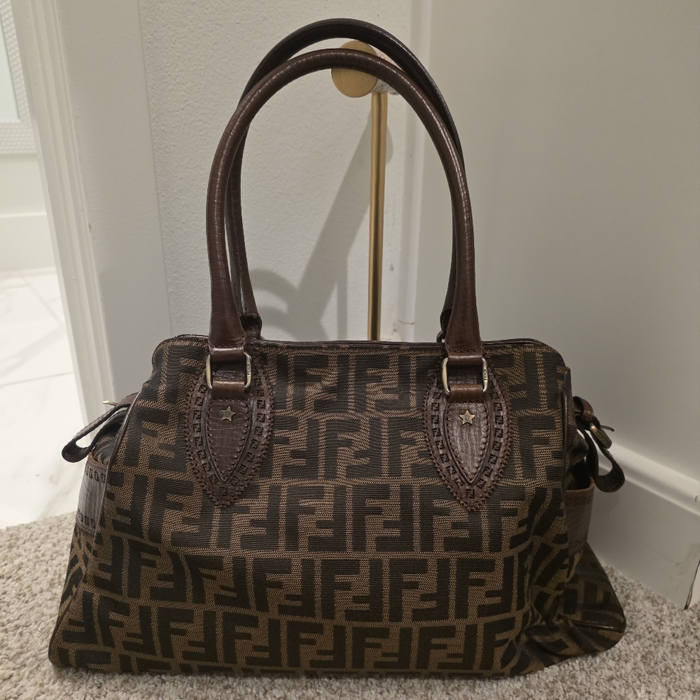 Fendi Zucca canvas and leather Chef de Jour bag. 